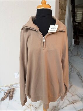 Sandro Men's Zip-Up Pullover Sweater - Beige/Tan